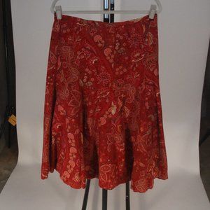 Liz & Co. Red Paisley and Floral Skirt